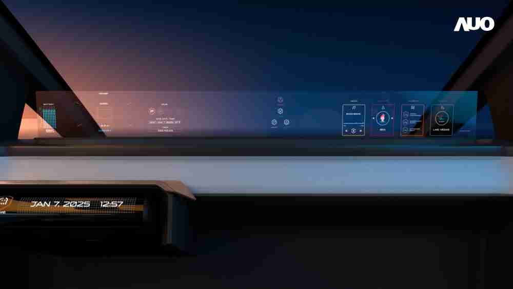 传奇国际无界透明显示接口(Horizon Image Glass)透过车运算方案整合仪表板、、、、中控台及副驾显示器，，，，一体式全景呈现，，提供乘用者清晰的前方视野、、、行车必要信息与娱乐功能